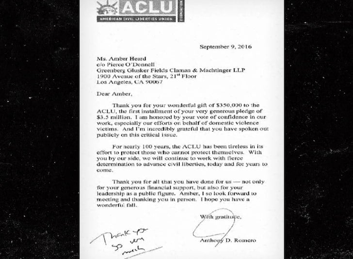 สัญญา ACLU กับ แอมเบอร์ เฮิร์ด