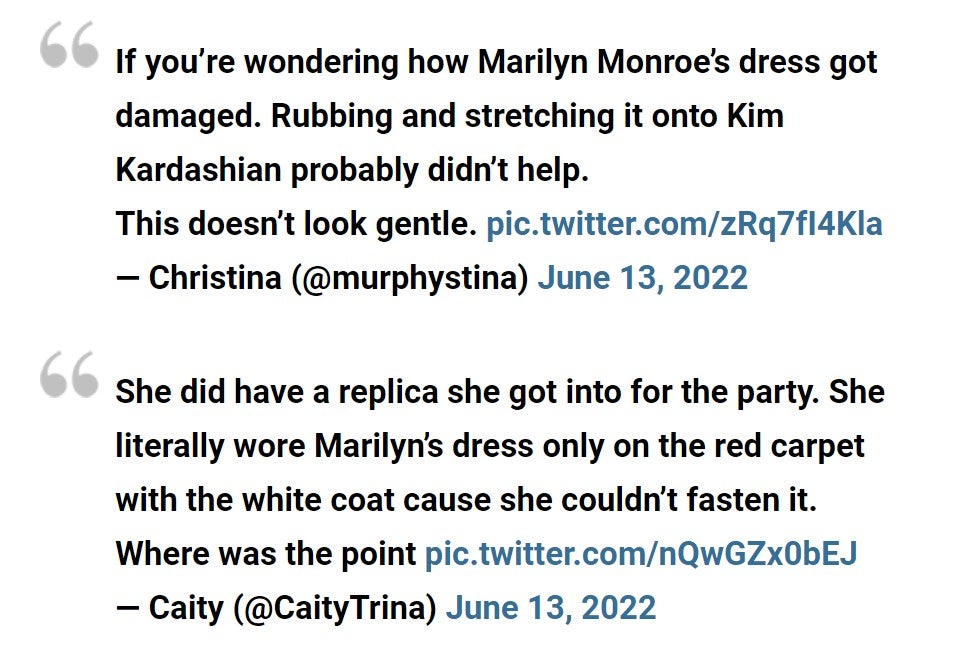 ความเห็นชาวเน็ตต่อคิม คาร์ดาเชียนสวมชุดมาริลิน มอนโร