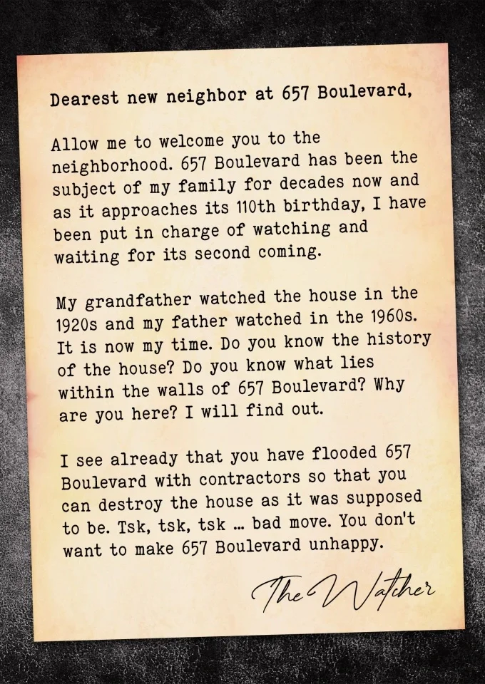 ข้อความในจดหมายฉบับแรกจาก The Watcher