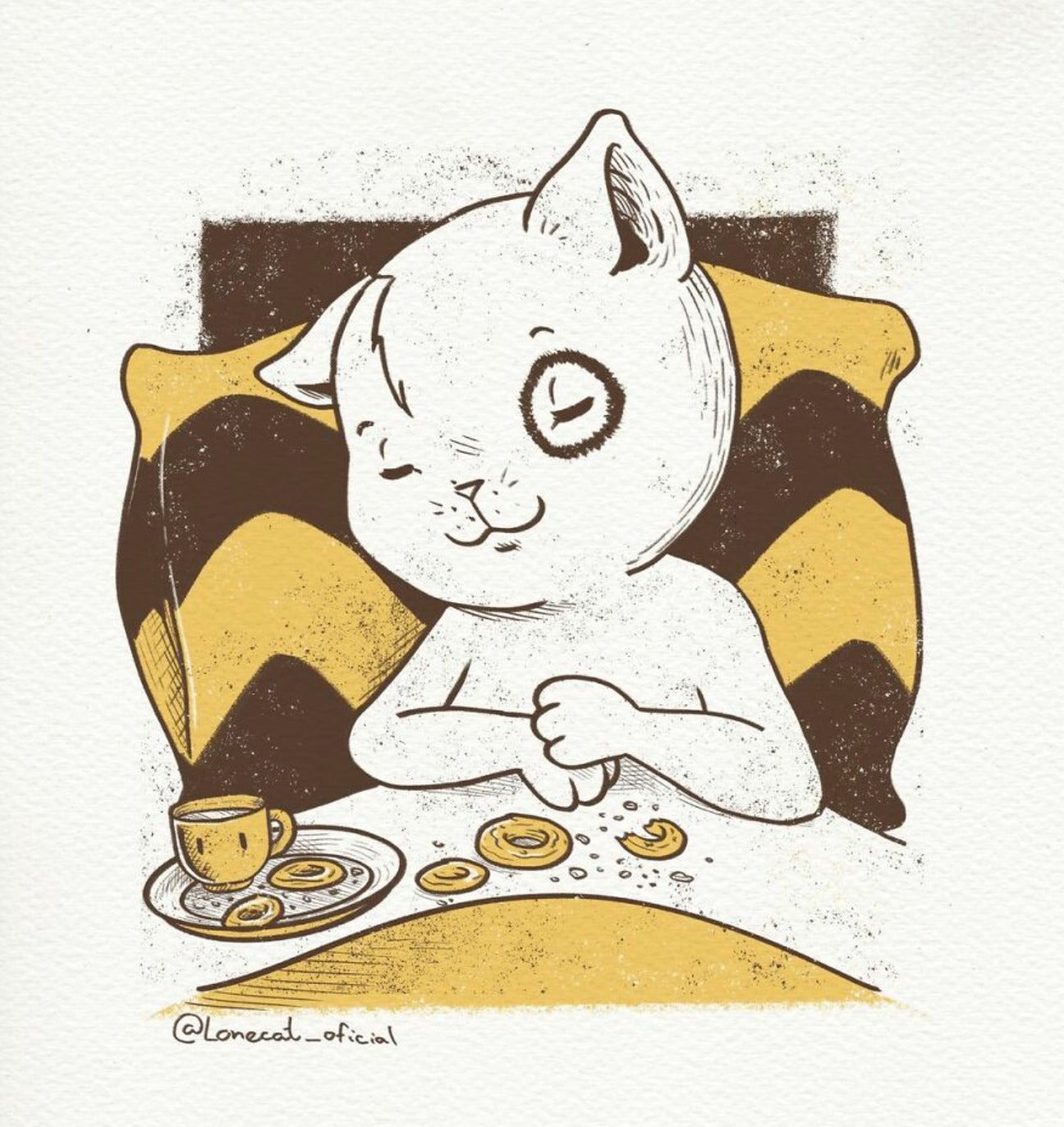 ภาพวาดแมวเป็นมนุษย์ Introvert จากไอจี Lonecat