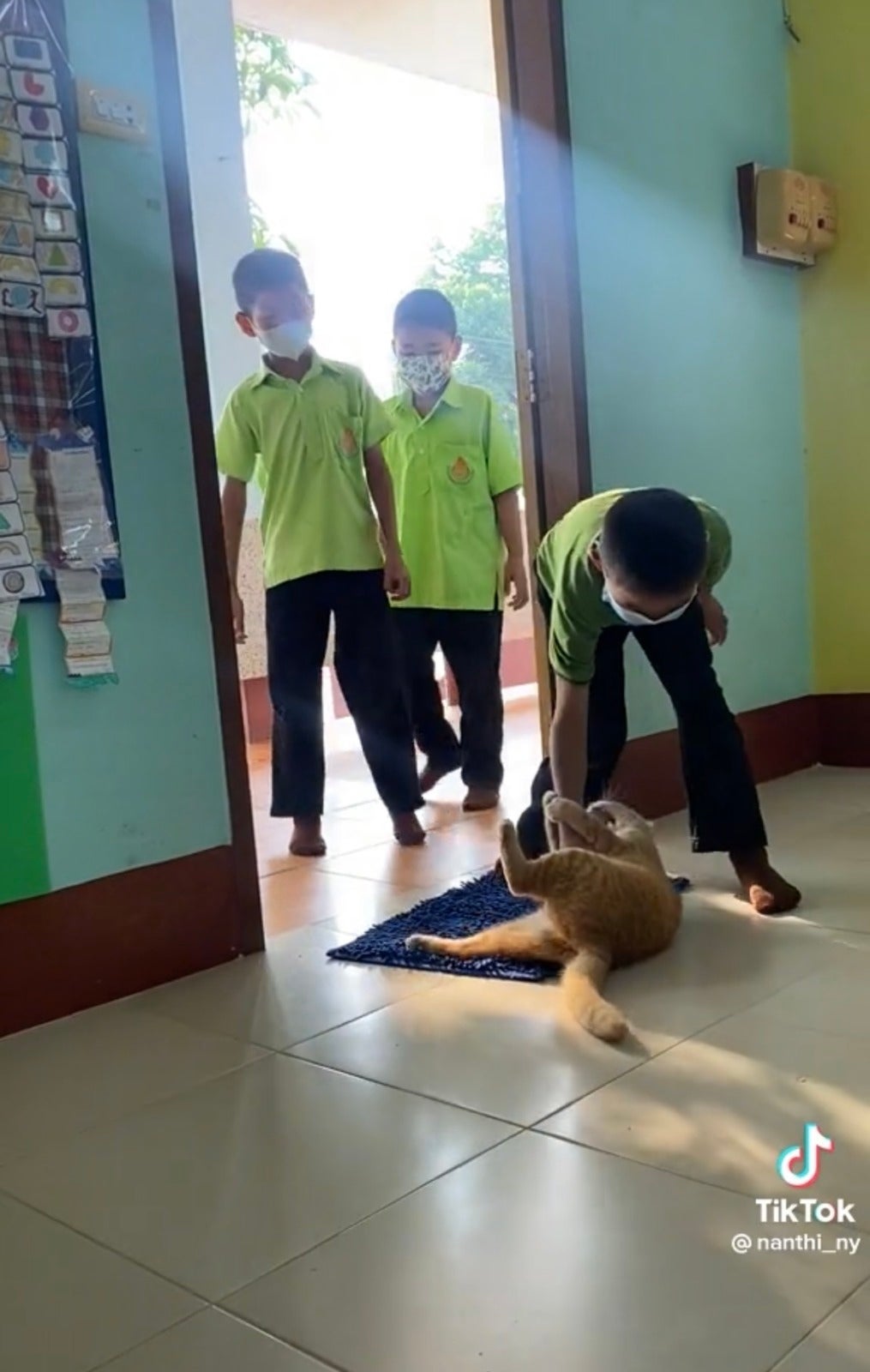 ด่านแมวส้ม นักเรียนเข้าห้องเรียน