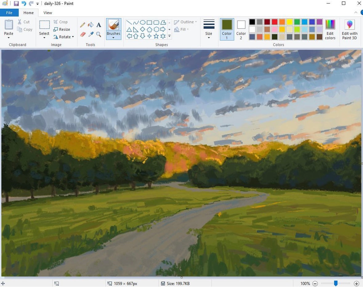 ภาพวาด Landscape วิวทิวทัศน์ Microsoft Paint ศิลปิน Christian Young