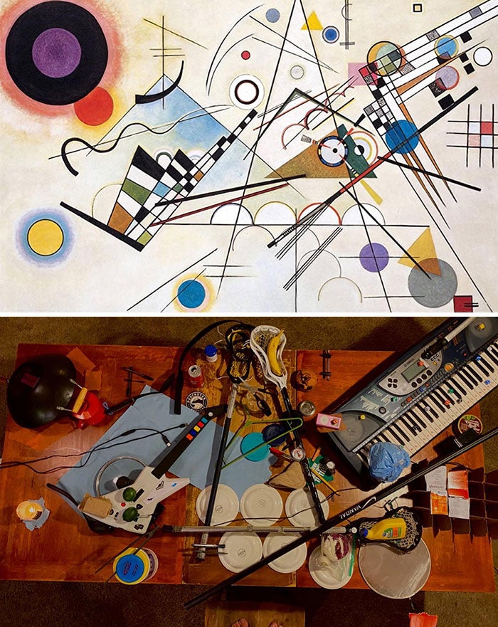 My Friend And I Recreated This Abstract Peice With Items In Our Kitchen Living Room
