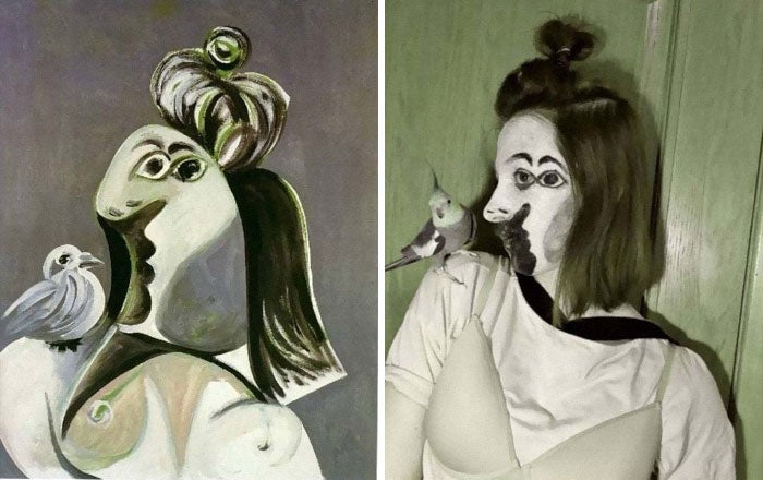 Recreation Of Pablo Picasso's Painting A Women With A Bird