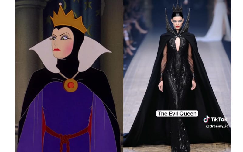 “ควีนกริมฮิลด์ (Queen Grimhilde)” หรือ “ราชินีใจร้าย (Evil Queen)” จาก “สโนว์ไวท์กับคนแคระทั้งเจ็ด (Snow White and the Seven Dwarfs)”