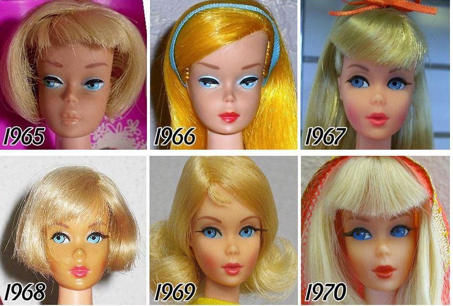 ภาพหน้าตุ๊กตาบาร์บี้ช่วงปี 1965-1970