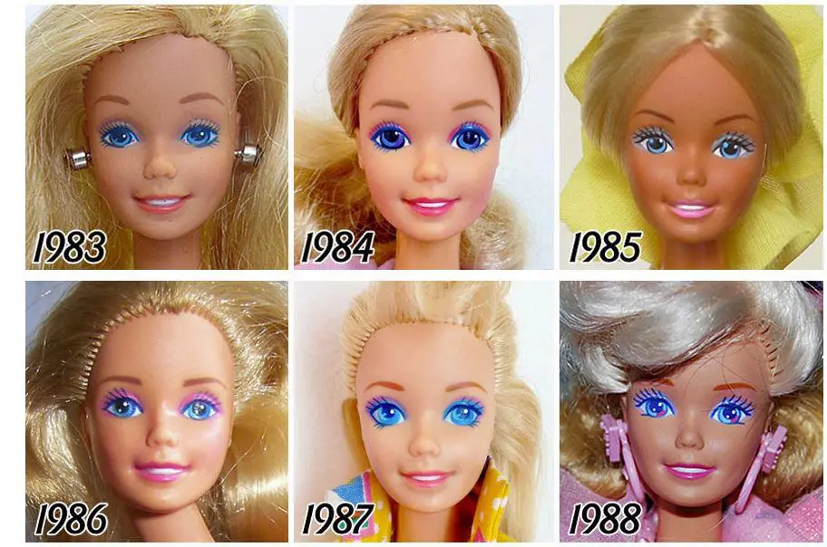 ภาพหน้าตุ๊กตาบาร์บี้ช่วงปี 1983-1988