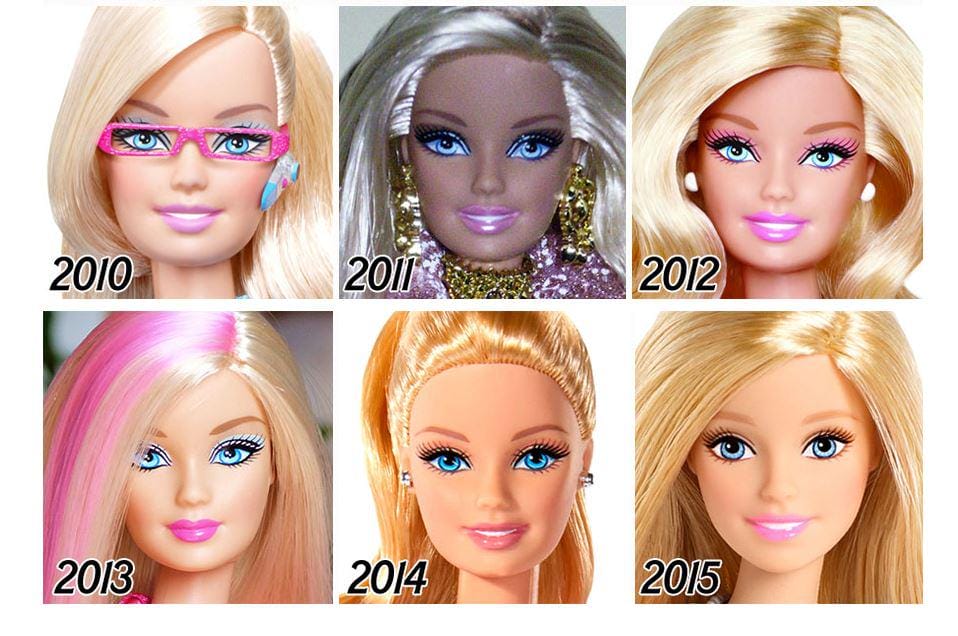 ภาพหน้าตุ๊กตาบาร์บี้ช่วงปี 2010-2015