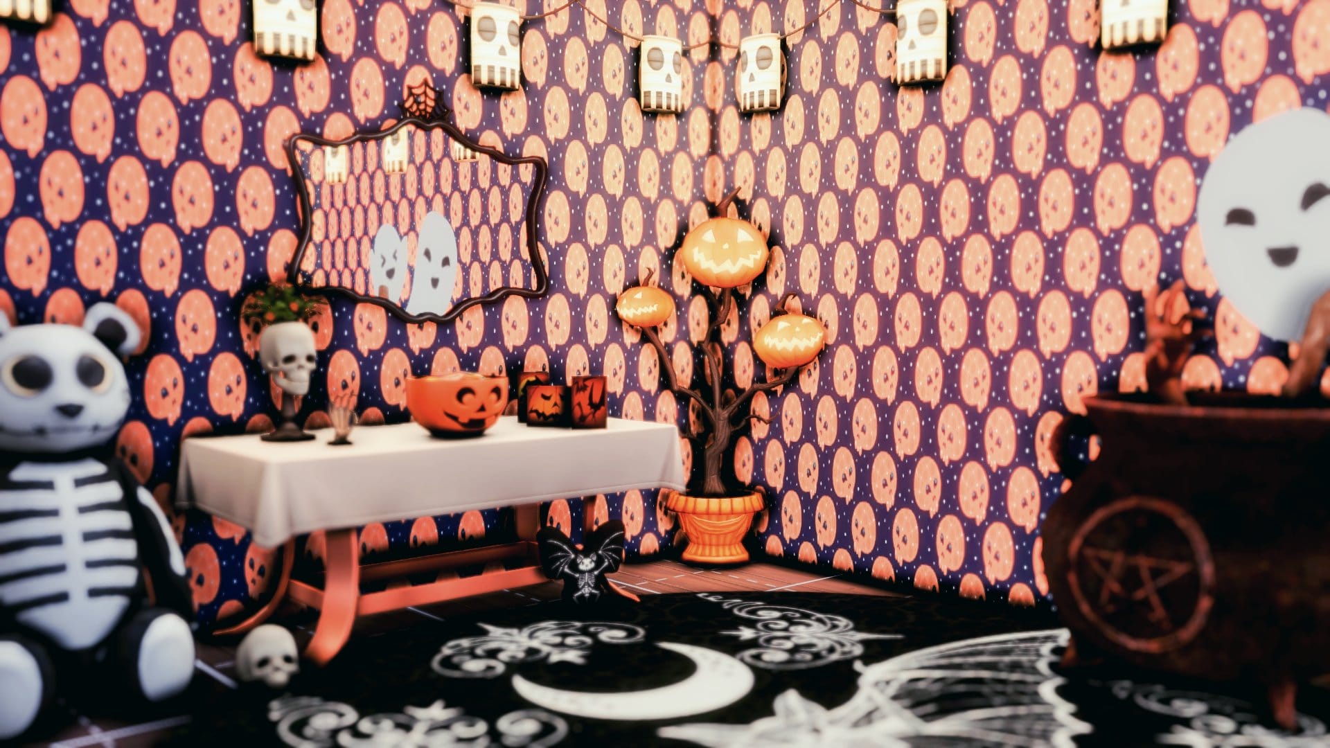 4.1 Spooky Day Walls Sims 4 Halloween Decor – VioletBlueSims