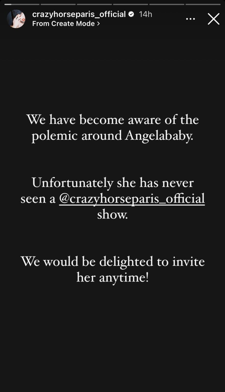 แองเจลล่าเบบี้ ไม่ได้เข้าชมการแสดงของลิซ่าที่ crazy horse paris