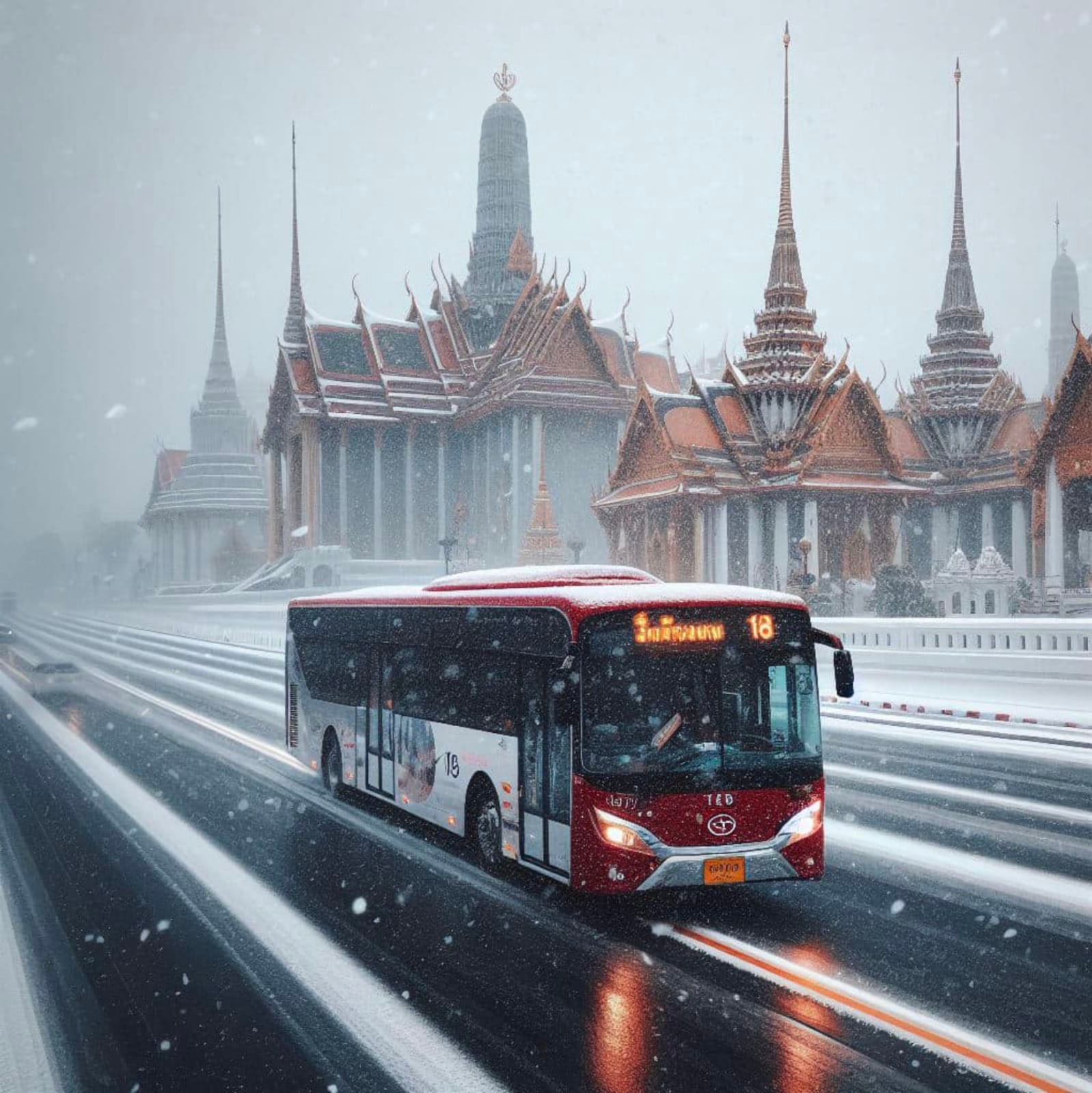 ภาพประเทศไทยในวันที่หิมะตกหนัก AI