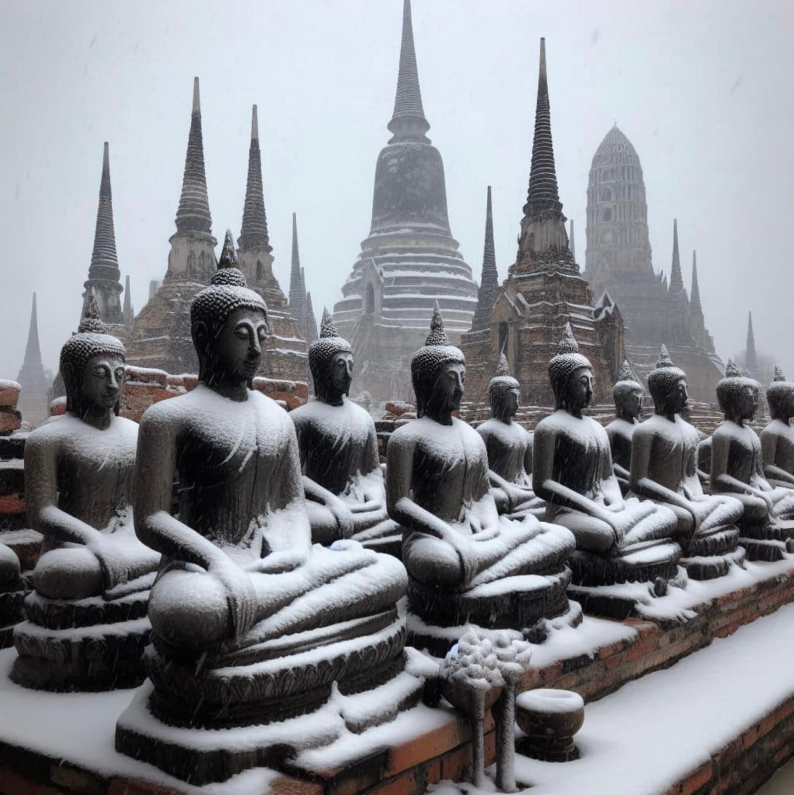 ภาพประเทศไทยในวันที่หิมะตกหนัก AI