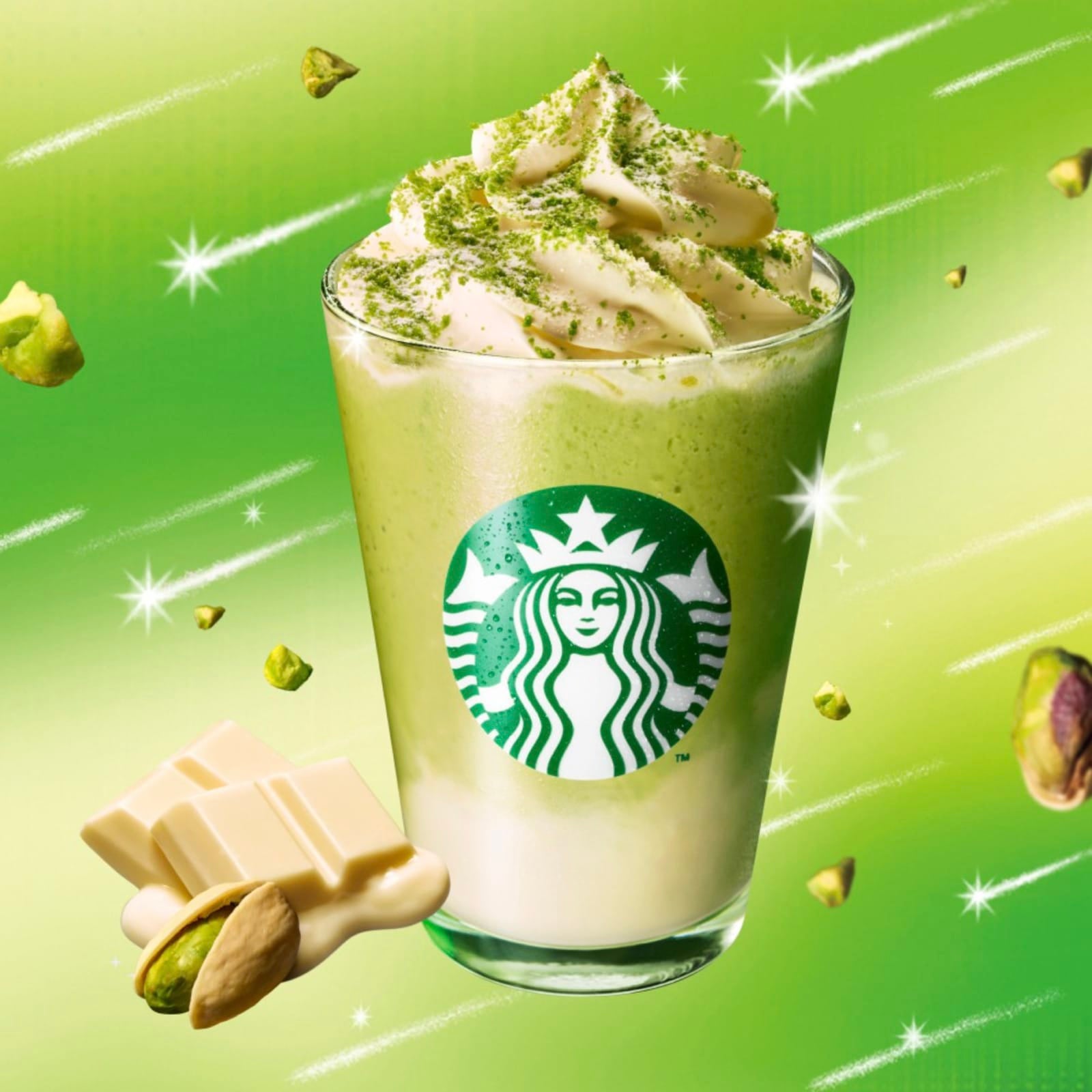 Starbucks ญี่ปุ่น Melty White Pistachio Frappuccino เทศกาลคริสต์มาส 2023
