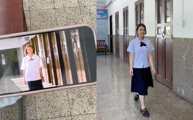 สาวจีนสวมชุดนักเรียนไทย เที่ยวตามรอยหนังสิ่งเล็กเล็กที่เรียกว่ารัก