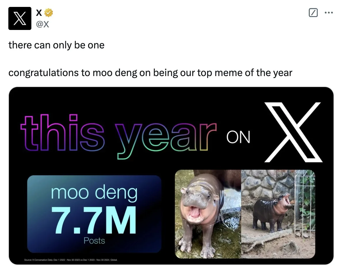 หมูเด้ง มีมแห่งปี 2024 บน X