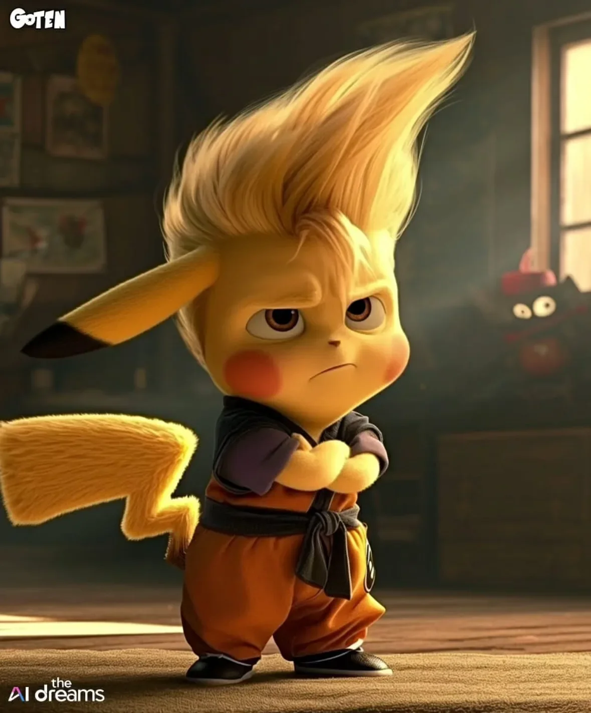 ปิกาจู pikachu ตัวละครในอนิเมะ Dragon Ball Z aiart