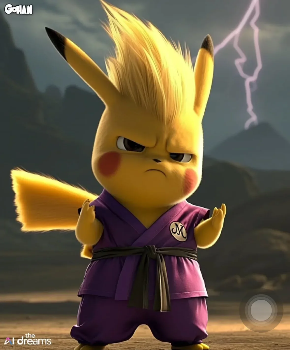 ปิกาจู pikachu ตัวละครในอนิเมะ Dragon Ball Z aiart