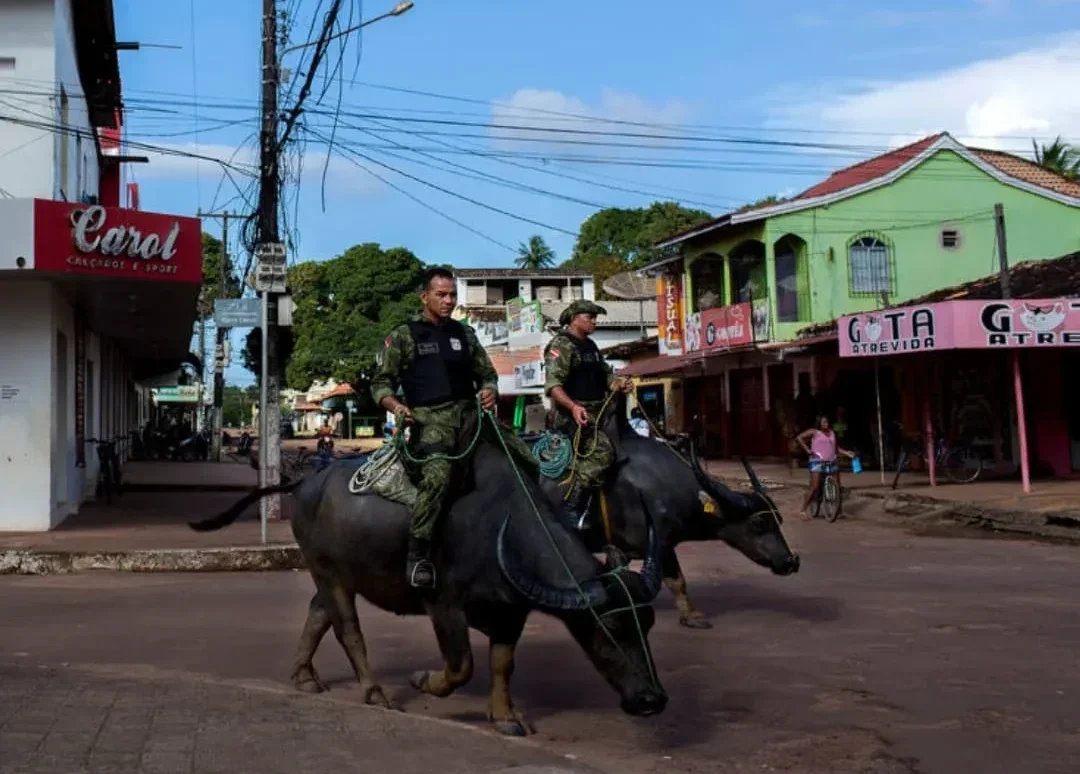 สารวัตรทหารในบราซิลขี่ควายไล่จับผู้ร้ายในสถานที่และสภาพอากาศที่เลวร้าย?!