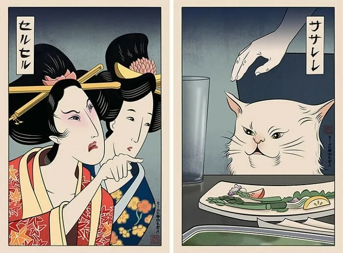 พาส่อง 15 มีมดังบนโลกออนไลน์ในสไตล์ภาพวาดสมัยเอโดะ โดย AI