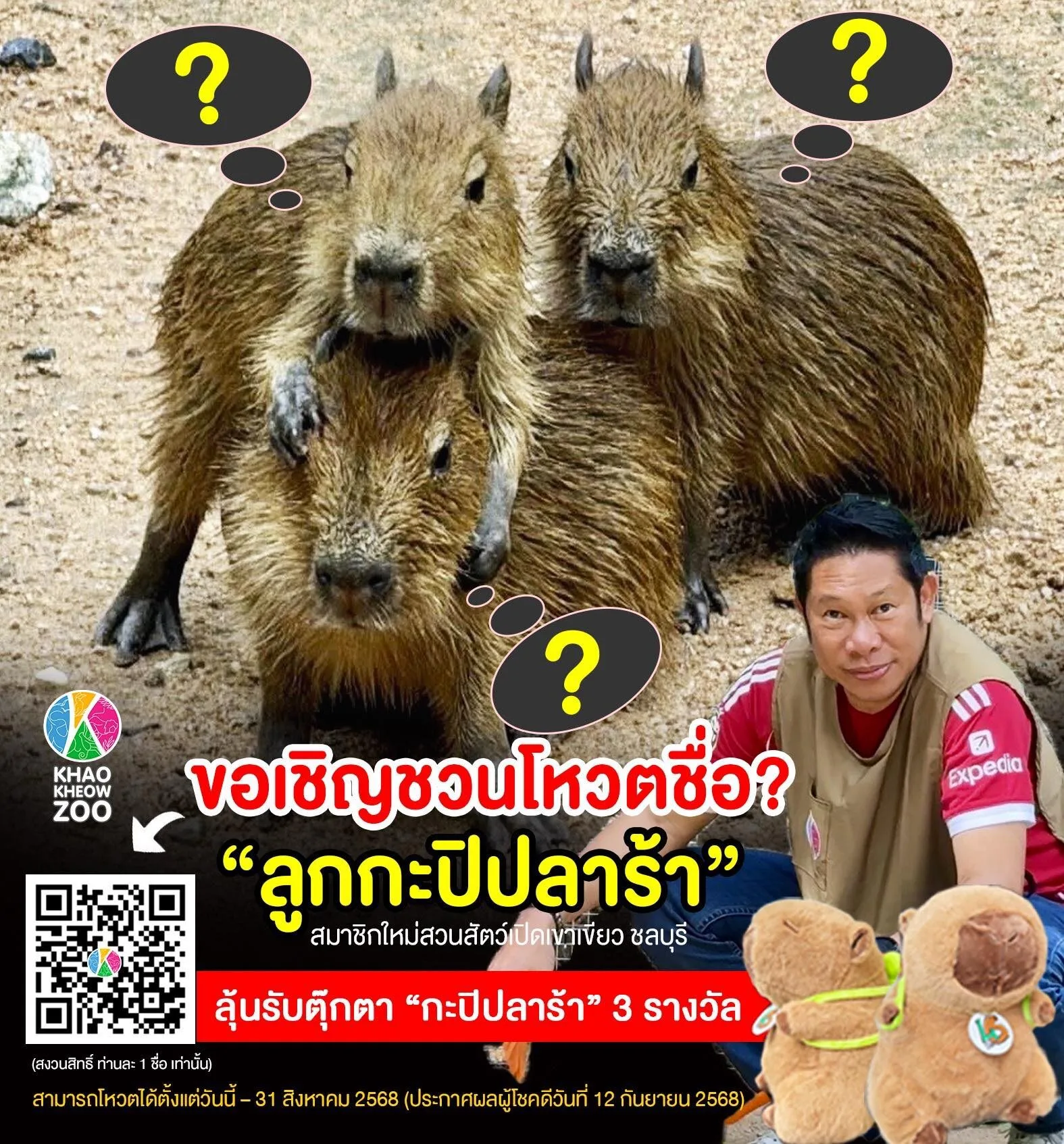 สวนสัตว์เปิดเขาเขียวชวนตั้งชื่อให้แก๊งลูกคาปิบาร่า