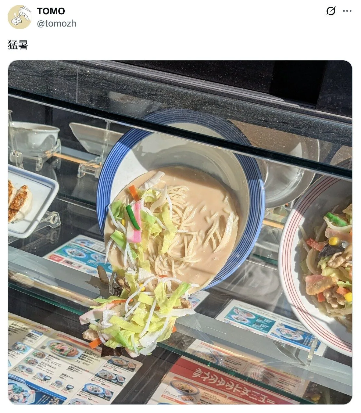 ภาพโมเดลอาหารตั้งโชว์หน้าร้านในญี่ปุ่นละลาย